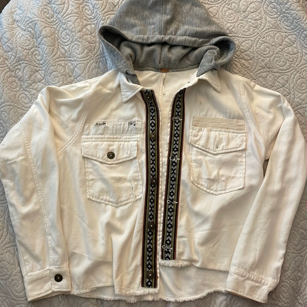 Free people hooded white jacket